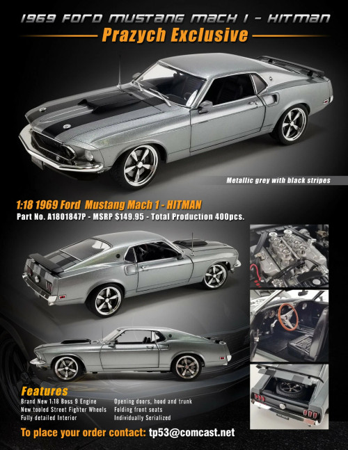 1/18 ACME Prazych Exclusive 1969 Ford Mustang Mach 1 John Wick Hitman Exclusive Diecast Car Model