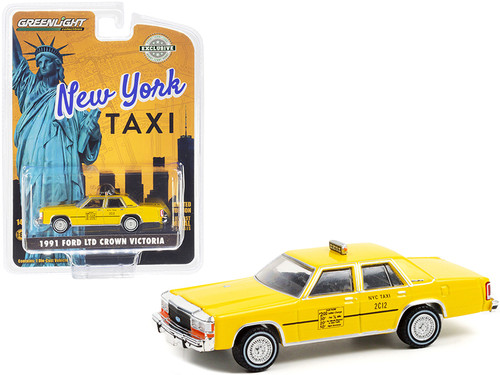 1991 Ford LTD Crown Victoria Yellow "NYC Taxi" (New York City) "Hobby Exclusive" 1/64 Diecast Model Car by Greenlight