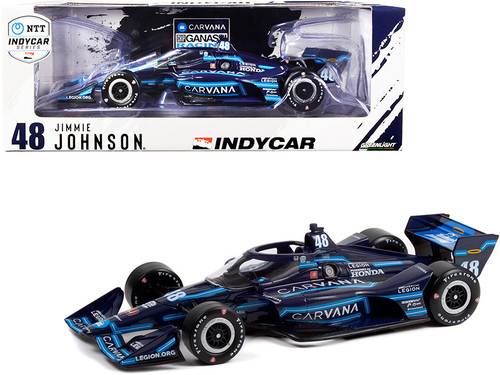 Dallara IndyCar #48 Jimmie Johnson "Carvana" 'Drive the Vote' GMR Grand Prix Blue Steel Livery Chip Ganassi Racing (Road Course Configuration) "NTT IndyCar Series" (2021) 1/18 Diecast Model Car by Greenlight