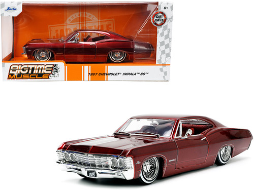 1967 Chevrolet Impala SS "Street Low" Dark Candy Red with Burgundy Interior "Bigtime Muscle" Series 1/24 Diecast Model Car by Jada