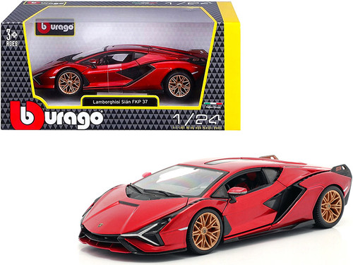 Lamborghini Sian FKP 37 Candy Red with Copper Wheels 1/24 Diecast