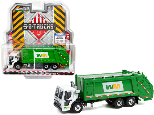 2020 Mack LR Rear Loader Refuse Garbage Truck "WM Waste Management" White and Green "S.D. Trucks" Series 14 1/64 Diecast Model by Greenlight
