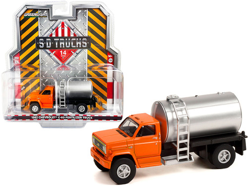 1982 Chevrolet C-60 Fertilizer Truck Orange Cab with Silver Tank "S.D. Trucks" Series 14 1/64 Diecast Model by Greenlight