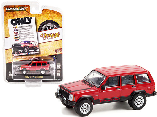 1984 Jeep Cherokee Chief Red with Black Stripes "Only in a Jeep Cherokee" "Vintage Ad Cars" Series 5 1/64 Diecast Model Car by Greenlight