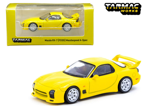 1/64 Tarmac Works Mazda RX-7 (FD3S) Mazdaspeed A-Spec RHD (Right Hand Drive) Competition Yellow Mica "Global64" Series Diecast Car Model