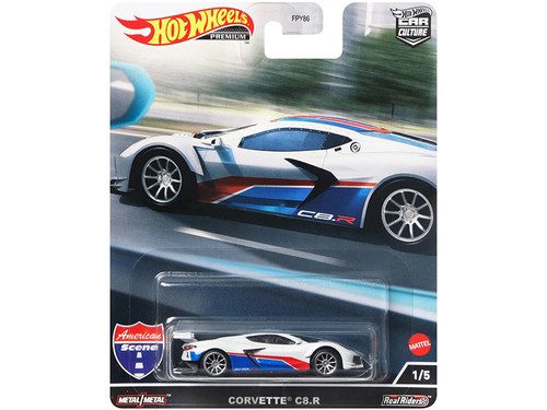 Chevrolet Corvette C8.R Pearl White with Red and Blue Stripes "American Scene" "Car Culture" Series Diecast Model Car by Hot Wheels