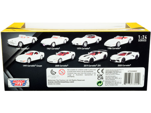 1/24 Motormax 1979 Chevrolet Corvette C3 (White with Red Interior) Diecast Car Model