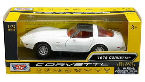 1/24 Motormax 1979 Chevrolet Corvette C3 (White with Red Interior) Diecast Car Model