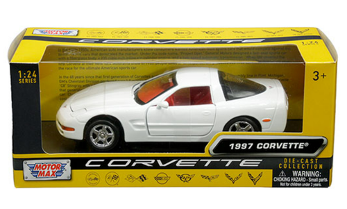 Motormax Chevrolet Corvette C3 Coupe 1979 Modellauto – Weiß, 1:24, Mit öffnenden Türen