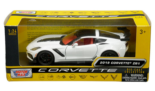 1/24 Motormax 2019 Chevrolet Corvette C7 ZR1 (White with Red Interior) Diecast Car Model