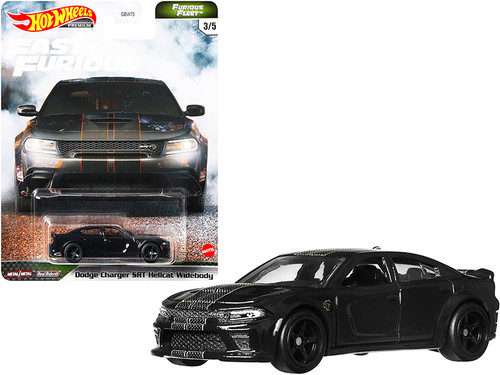 Dodge Charger SRT Hellcat Widebody Dark Gray with Stripes "Fast & Furious" Series Diecast Model Car by Hot Wheels
