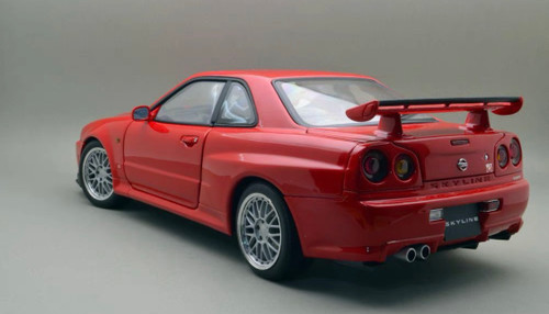 1/18 AUTOart Nissan GT-R Skyline R34 V-Spec (Active Red) Special BBS Wheel Version Diecast Car Model
