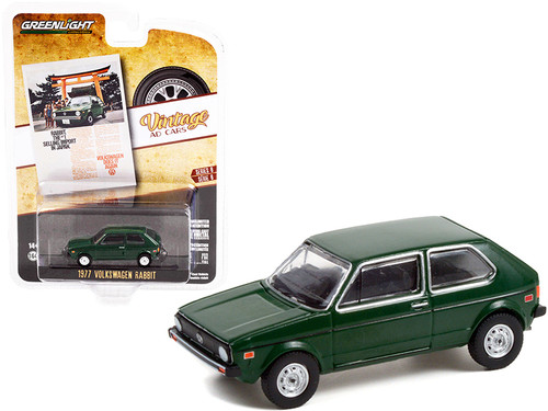 1977 Volkswagen Rabbit Dark Green "Rabbit. The #1 Selling Import In Japan" "Vintage Ad Cars" Series 6 1/64 Diecast Model Car by Greenlight