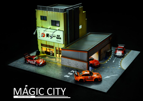 1/64 Magic City RWB Roppongi Annual Gathering, Contract Office & Tenkaippin Ramen Shop Diorama (car models NOT included)