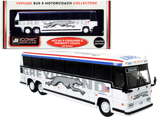 1980 MCI MC-9 Crusader II Intercity Coach Bus "Chicago" "Greyhound" "Vintage Bus & Motorcoach Collection" 1/87 (HO) Diecast Model by Iconic Replicas