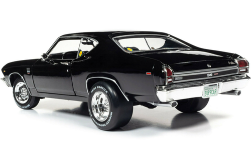 1/18 Auto World 1969 Chevrolet Chevelle Hardtop (Baldwin Motion) Black Diecast Car Model