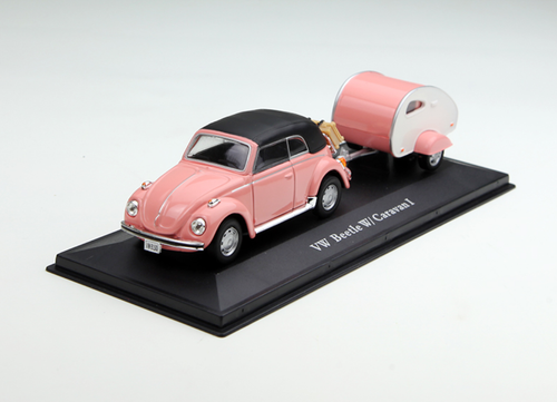 Cararama カララマ 1/72 VW Beetle With Caravan DARK RED