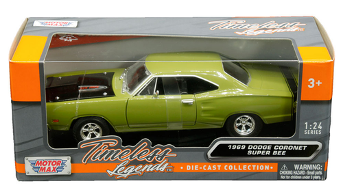 1969 Dodge Coronet Super Bee Green 1/24 Diecast Model Car by Motormax