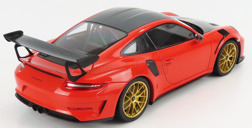 1/18 Minichamps 2019 Porsche 911 (991.2) GT3 RS Weissach Package with Side "GT3 RS" Print (Lava Orange with Golden Rims) Car Model Limited 111 Pieces