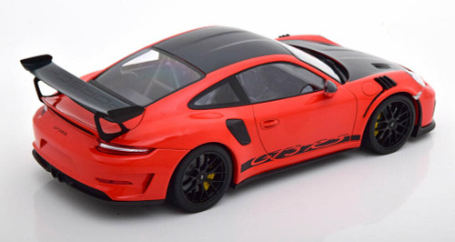 1/18 Minichamps 2019 Porsche 911 (991.2) GT3 RS Weissach Package with Side "GT3 RS" Print (Lava Orange with Black Rims) Car Model Limited 111 Pieces