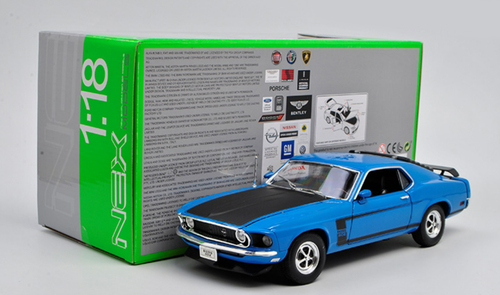 1/18 Welly 1969 Ford Mustang Boss 302 (Blue) Diecast Car Model