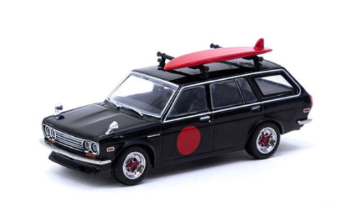 1/64 Tarmac Works Mijo Datsun Bluebird 510 Wagon with Surfboard Diecast Car Model