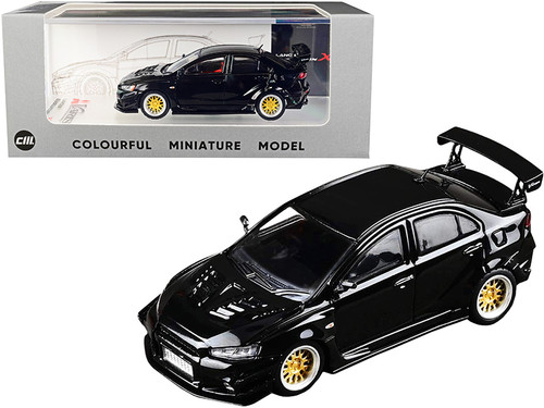 Mitsubishi Lancer Evolution X CZ4A Ver. 2 Wide Body RHD (Right Hand Drive) Black 1/64 Diecast Model Car by CM Models