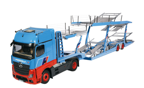 1/18 NZG Mercedes-Benz Actros GigaSpace 4x2 Mosolf (Blue & Red) with Lohr Car Transporter Diecast Car Model