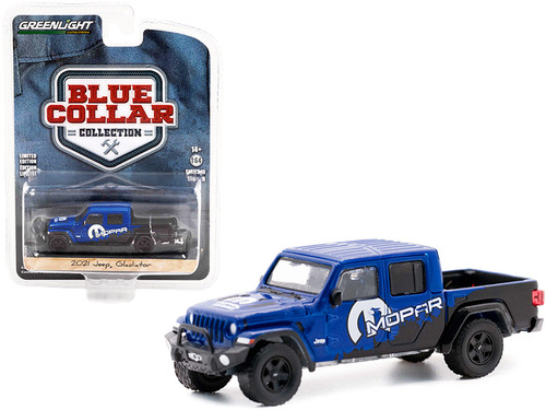 2021 Jeep Gladiator Pickup Truck with Tonneau Cover and Off-Road Bumpers Blue and Black "Mopar" "Blue Collar Collection" Series 10 1/64 Diecast Model Car by Greenlight