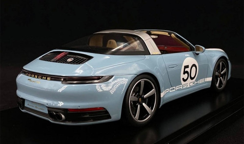 1/18 Dealer Edition Porsche 911 (992) Targa 4S #50 Heritage Edition (Blue) Resin Car Model Limited 100 Pieces