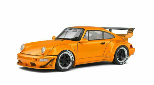 1/18 Solido 2016 Porsche 964 RWB "Hibiki" Orange Metallic with Graphics Diecast Car Model