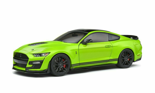 1/18 Solido 2020 Ford Mustang Shelby GT500 (Grabber Lime Green Metallic with Black Top and Stripes) Diecast Car Model