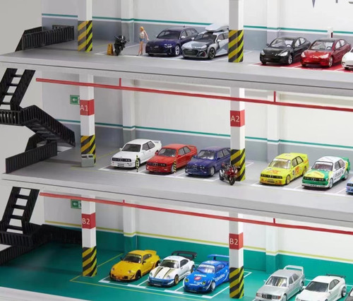 1/64 Three Story Parking Structure Diorama  with LED (car models NOT included)