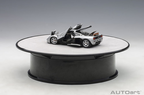 Rotary Display Turntable Stand Small 8 Inches with Silver Top for 1/64, 1/43, 1/32, 1/24 Scale Models by Autoart (car model NOT included)