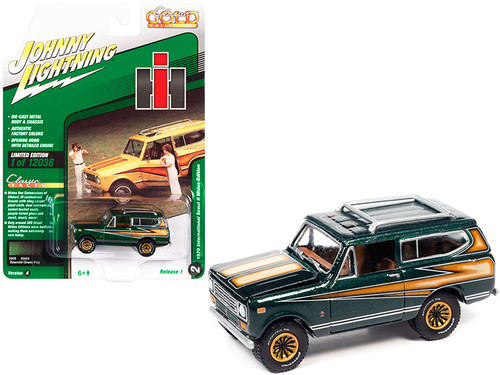 1979 International Scout II Midas Edition Emerald Green Metallic with Graphics "Classic Gold Collection" Series Limited Edition to 12036 pieces Worldwide 1/64 Diecast Model Car by Johnny Lightning