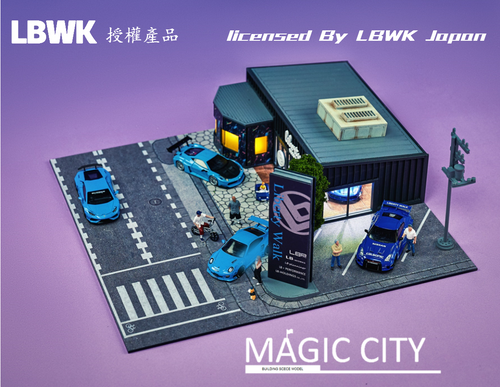 1/64 Magic City Japan LBWK Headquarter Black Exhibition Hall Diorama (car models & Figures NOT included) 