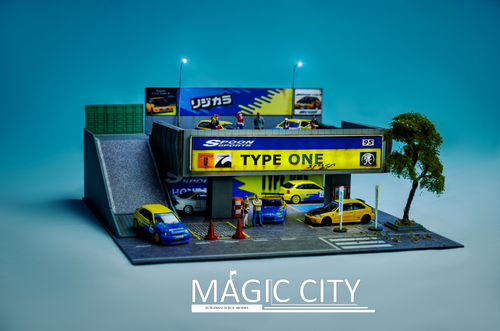 1/64 Magic City Honda Spoon Sports Two Story Parking Lot Diorama (car models & figures NOT included)