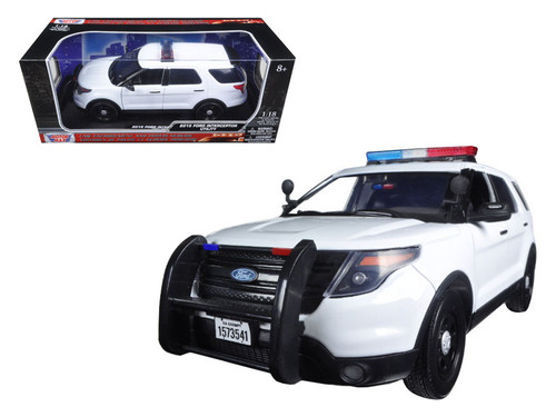 1/18 Motormax 2015 Ford PI Utility Interceptor Police Car with Light Bar Plain White Diecast Car Model