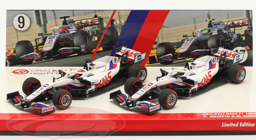1/43 Minichamps 2021 Formula 1 Haas 2-Car Set Mick Schumacher #47 & Nikita Mazepin #9 Car Model Limited 120 Pieces
