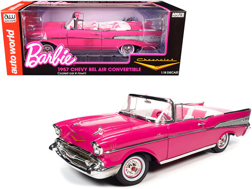 1/18 Auto World 1957 Chevrolet Bel Air Convertible Pink "Barbie" "Silver Screen Machines" Diecast Car Model