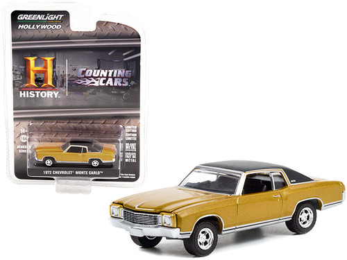 1972 Chevrolet Monte Carlo Gold Metallic with Black Top "Counting Cars" (2012) TV Series "Hollywood Series" Release 35 1/64 Diecast Model Car by Greenlight