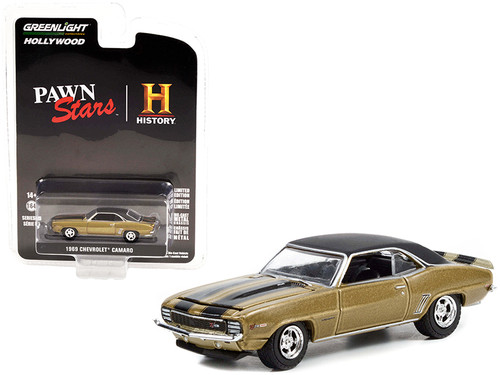 1969 Chevrolet Camaro Z/28 Gold Metallic with Black Top and Stripes "Pawn Stars" (2009) TV Series "Hollywood Series" Release 35 1/64 Diecast Model Car by Greenlight