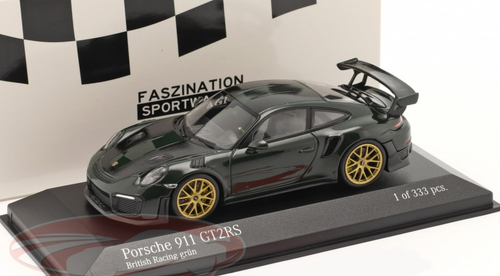 1/43 Minichamps 2018 Porsche 911 (991.2) GT2 RS (British Racing Green with Golden Wheels) Car Model Limited 333 Pieces