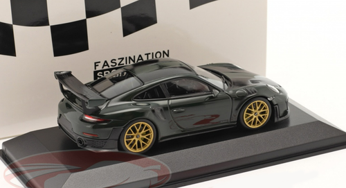 1/43 Minichamps 2018 Porsche 911 (991.2) GT2 RS (British Racing Green with Golden Wheels) Car Model Limited 333 Pieces