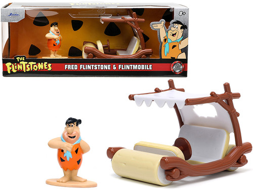 1/32 Jada Flintmobile with Fred Flintstone Diecast Figurine "The Flintstones" "Hollywood Rides" Series Car Model