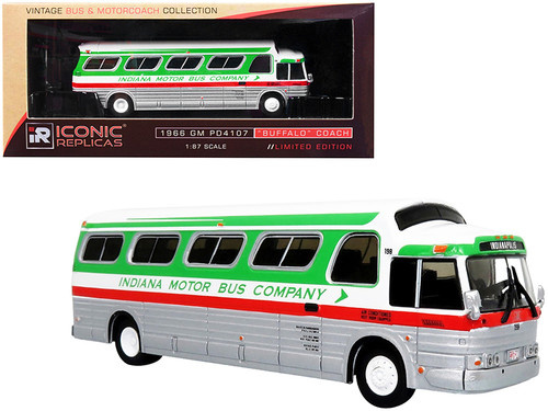 1966 GM PD4107 "Buffalo" Coach Bus "Indiana Motor Bus Company" Destination: Indianapolis "Vintage Bus & Motorcoach Collection" 1/87 Diecast Model by Iconic Replicas