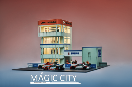 1/64 Magic City Japan Tsukuba Track Main Building Diorama with Lights (car models & figures NOT included)