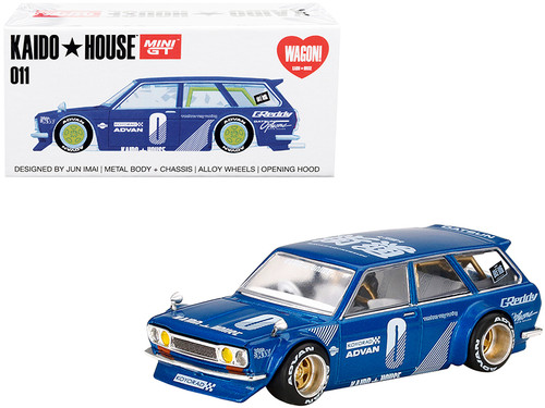 1971 Datsun 510 Wagon RHD (Right Hand Drive) Blue Metallic (Designed by Jun Imai) "Kaido House" Special 1/64 Diecast Model Car by True Scale Miniatures