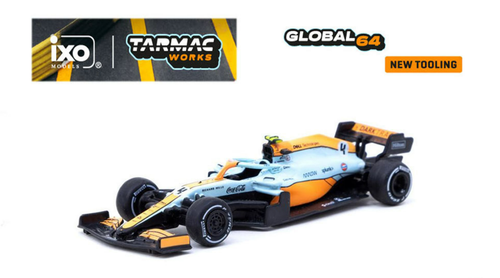 1/64 Tarmac Works 2021 Monaco Grand Prix McLaren MCL35M 3rd Place Lando Norris #4 Diecast Car Model 