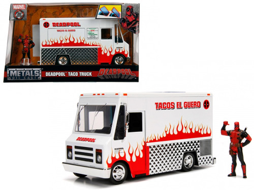 1/24 Jada Deadpool Taco Truck with Deadpool Diecast Figurine "Marvel" Series Diecast Car Model